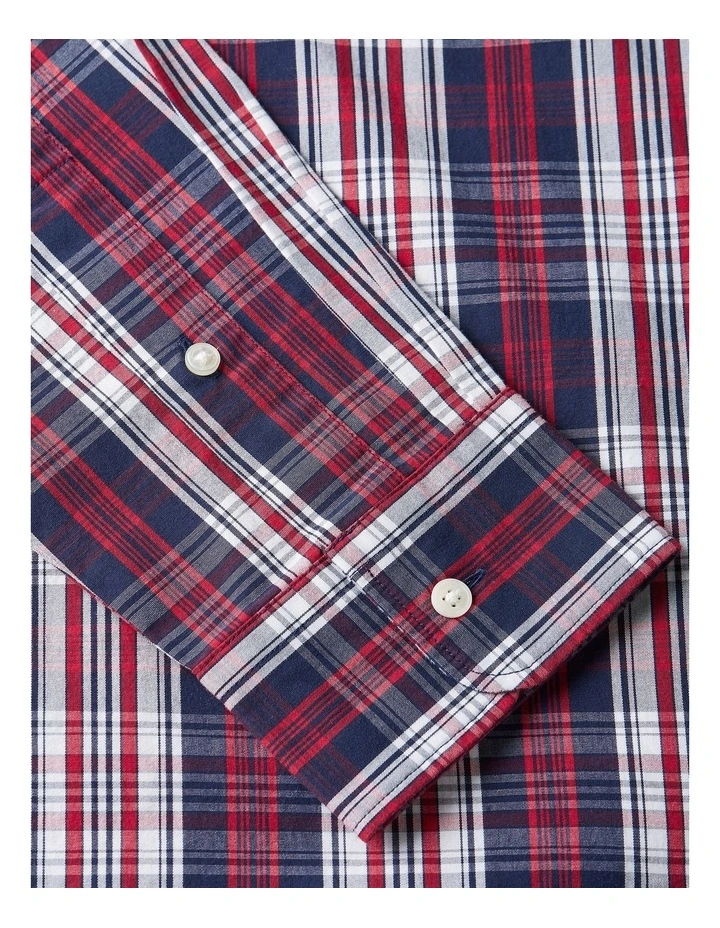 Poplin Check Shirt in Blue image 6
