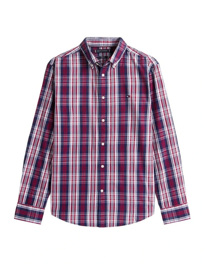 Poplin Check Shirt in Blue image 7