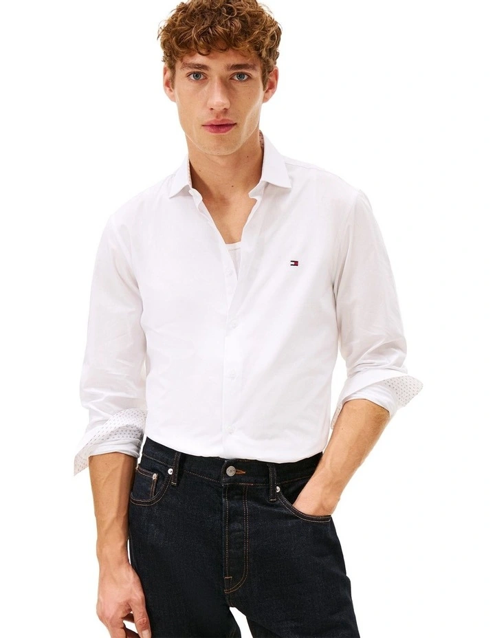 Flex Dobby Slim Fit Shirt in White image 1