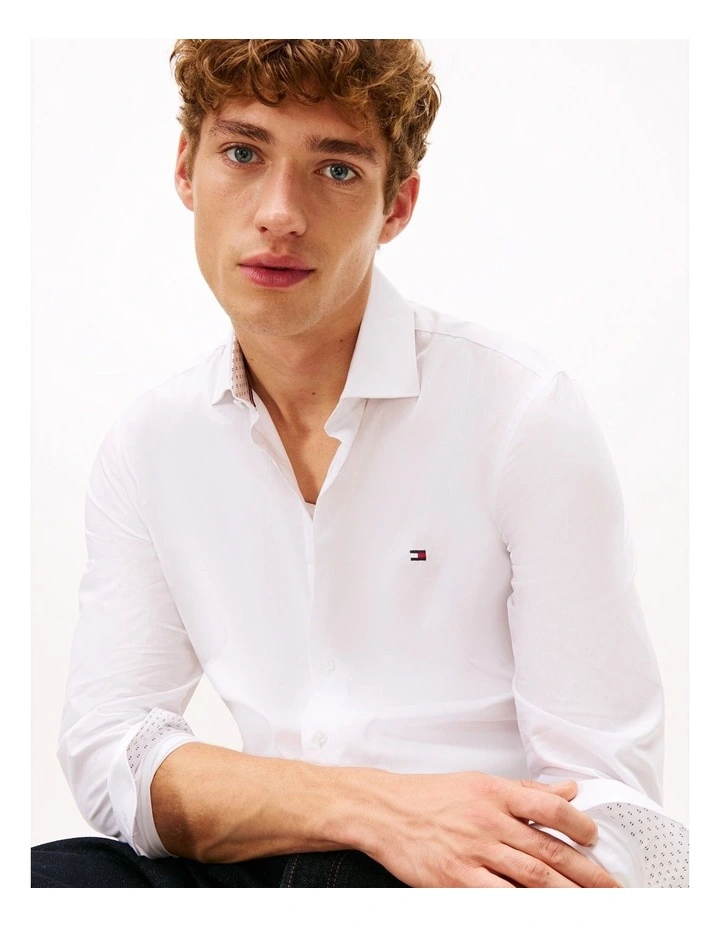 Flex Dobby Slim Fit Shirt in White image 2