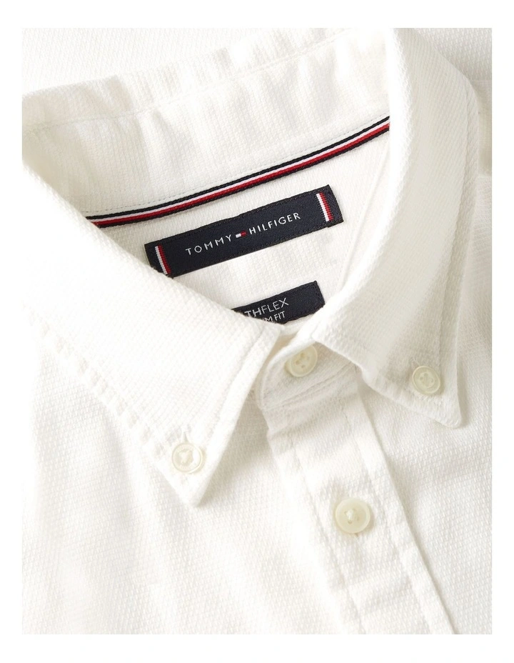 Flex Dobby Slim Fit Shirt in White image 5