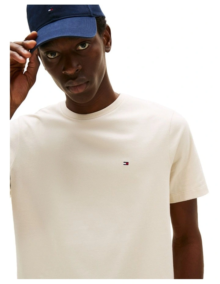 Crew Neck T-Shirt In Cream image 4