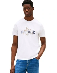 Tropical Logo Crew Neck T-shirt in White