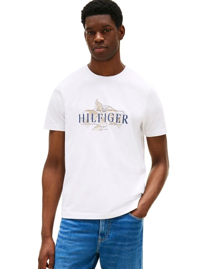 Tropical Logo Crew Neck T-shirt in White image 1