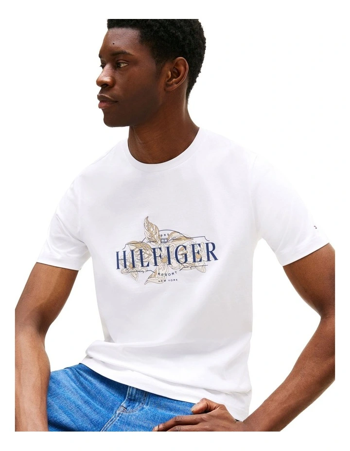 Tropical Logo Crew Neck T-shirt in White image 3