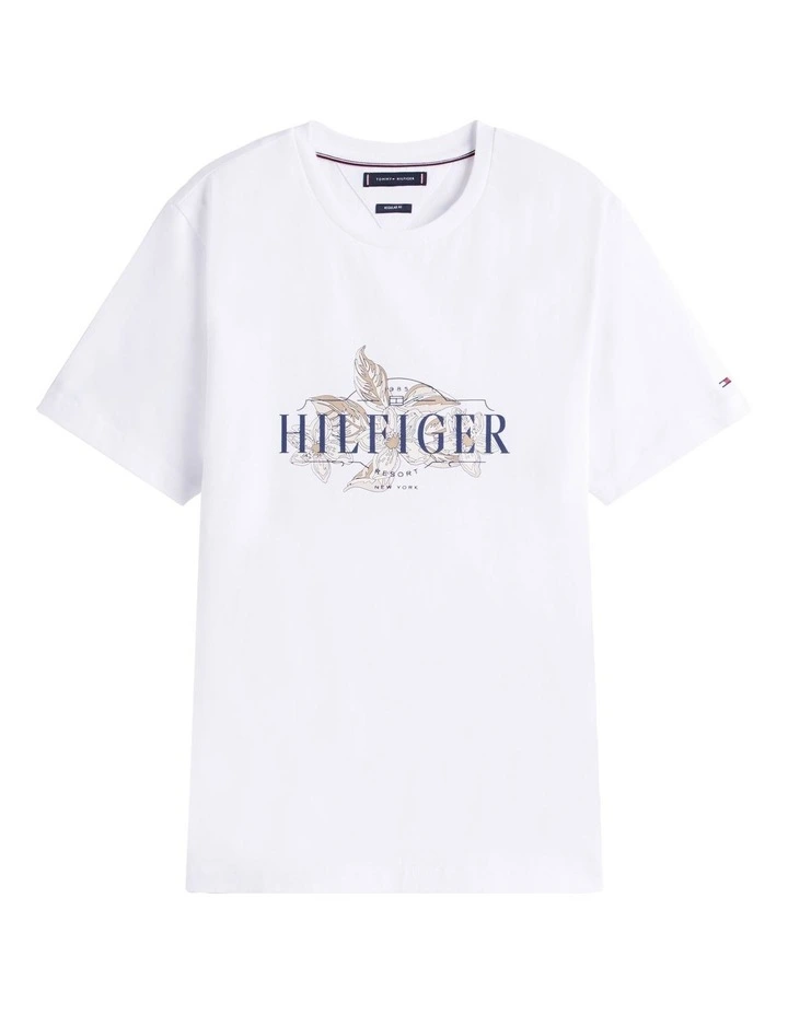 Tropical Logo Crew Neck T-shirt in White image 5