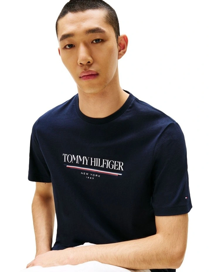 Logo Crew Neck T-shirt in Blue image 3