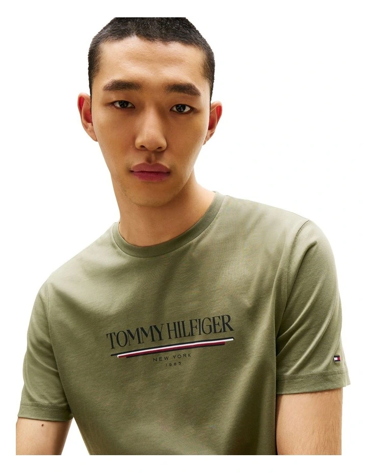 Logo Crew Neck T-shirt in Green image 3