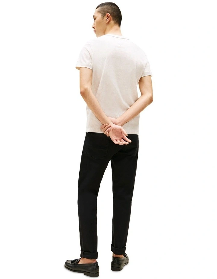 Logo Embroidery Slim T-shirt in Beige image 2