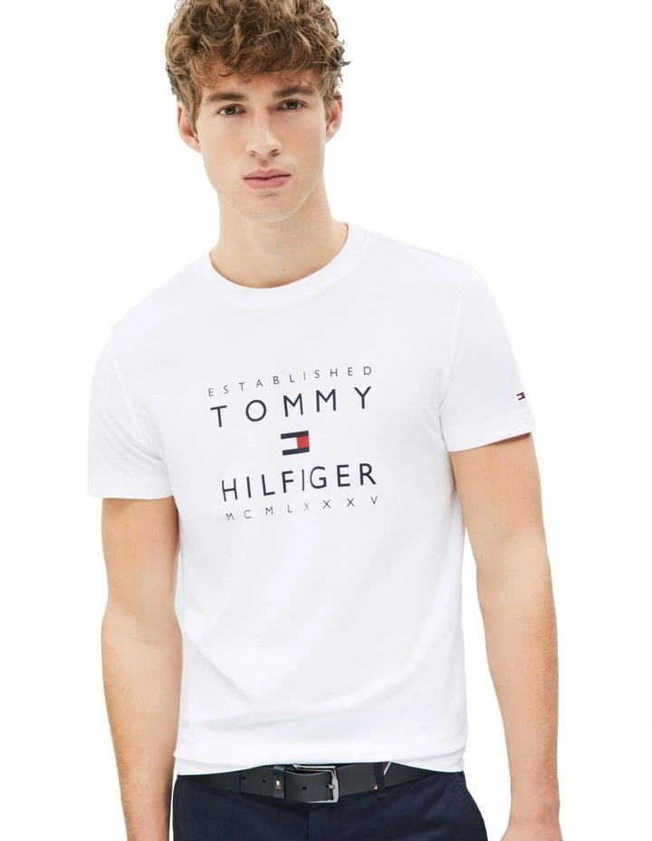 Graphic Stacked Logo T-shirt in White image 1