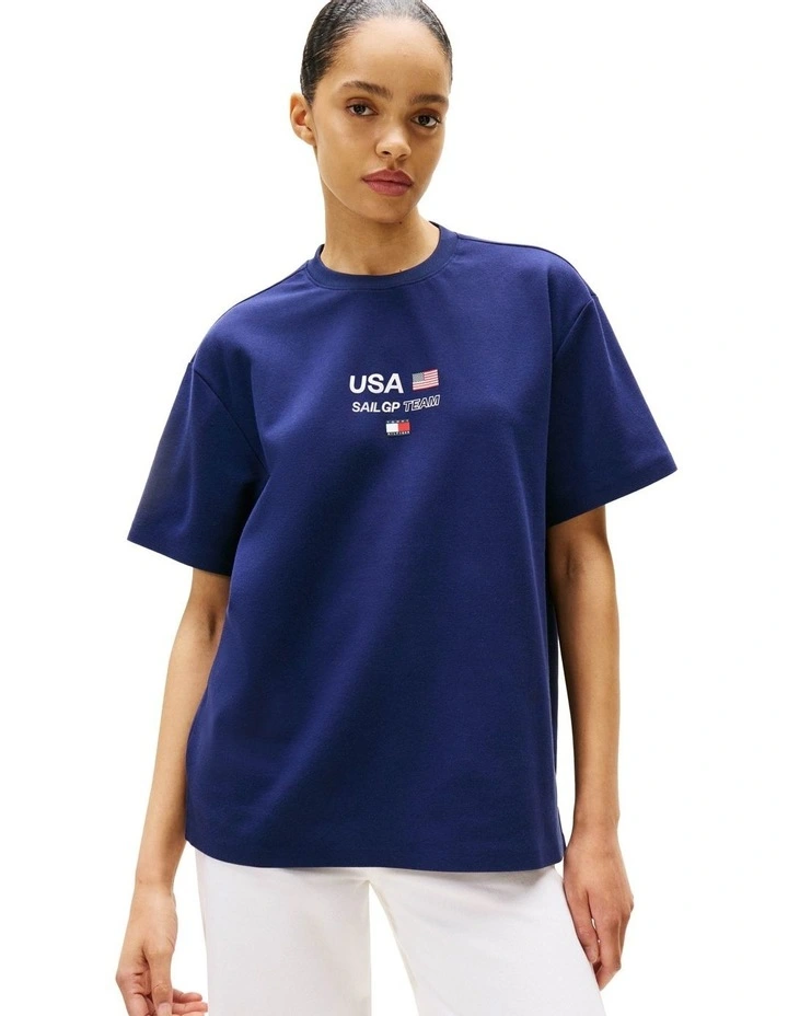 U.S. Sail GP Team Logo Relaxed T-shirt in Blue image 5
