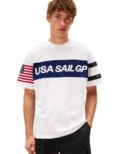 U.S. Sail GP Team Colour-Blocked Relaxed T-shirt in White