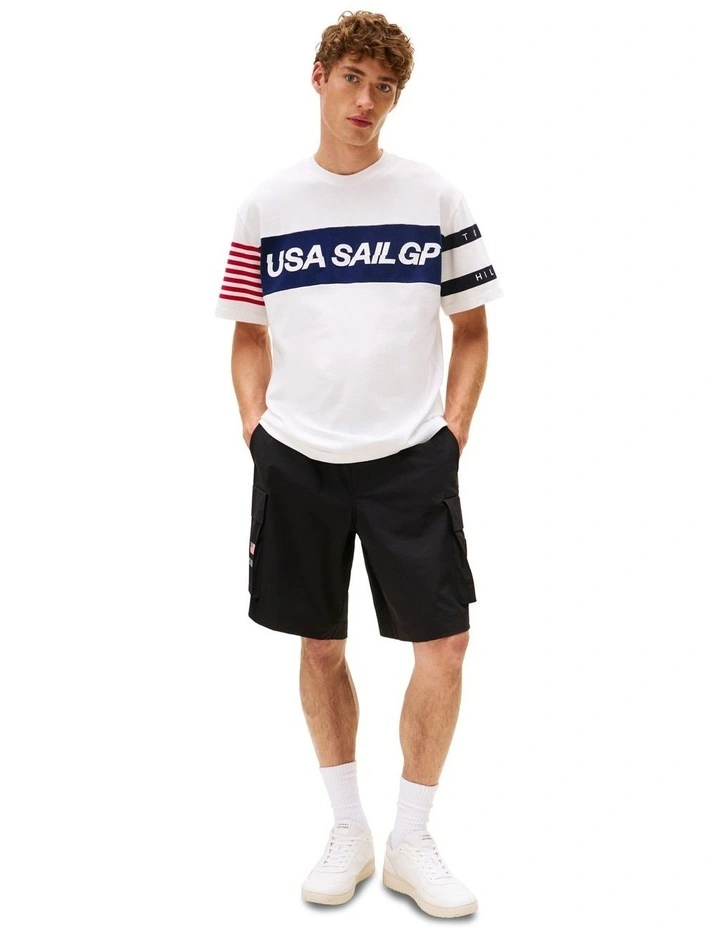 U.S. Sail GP Team Colour-Blocked Relaxed T-shirt in White image 4