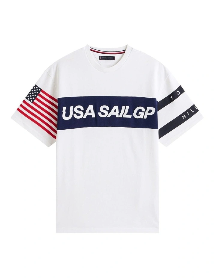 U.S. Sail GP Team Colour-Blocked Relaxed T-shirt in White image 7