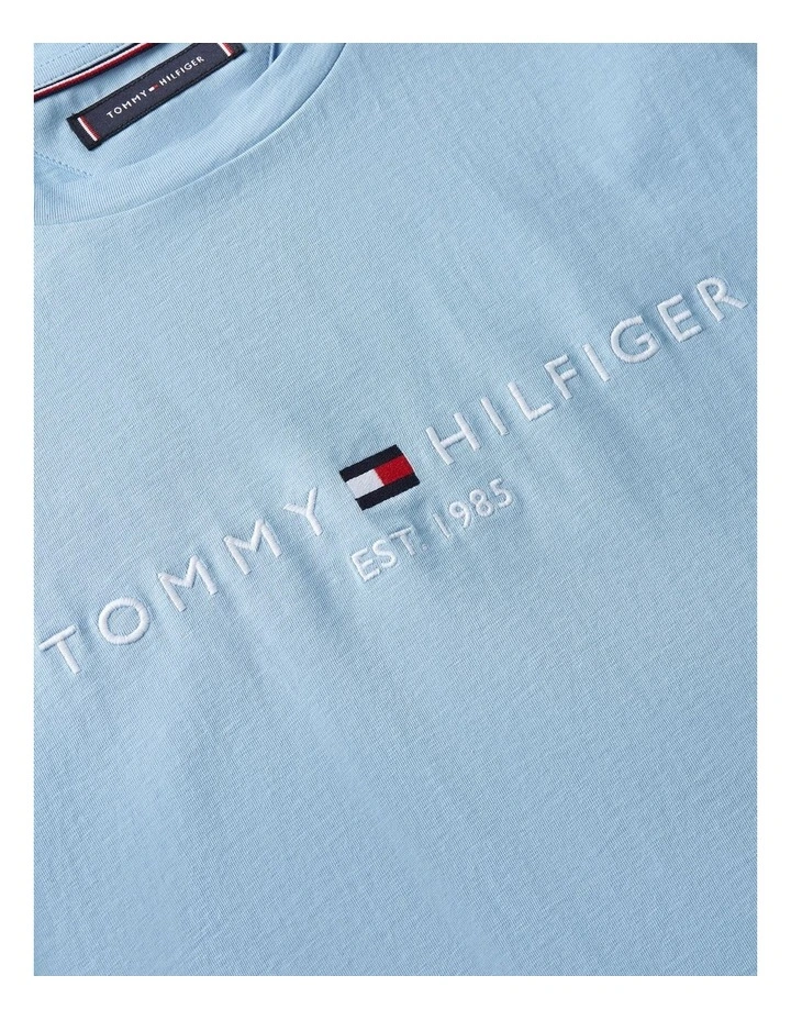 Logo Embroidery Slim T-Shirt in Blue image 5