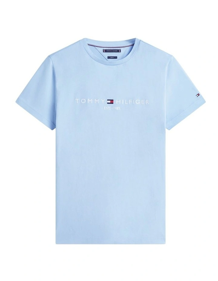 Logo Embroidery Slim T-Shirt in Blue image 6