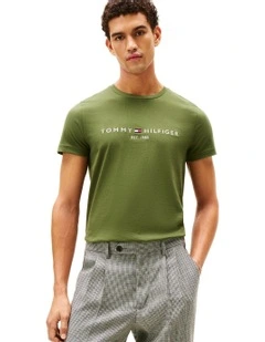 Logo Embroidery Slim T-Shirt in Green
