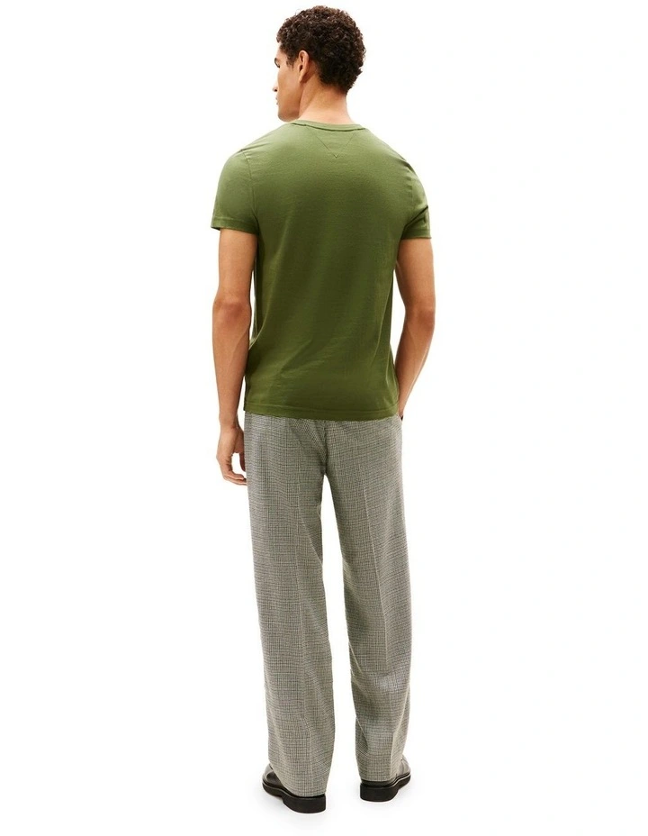 Logo Embroidery Slim T-Shirt in Green image 3