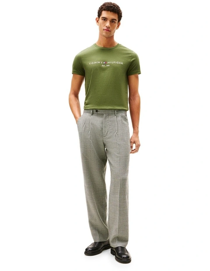 Logo Embroidery Slim T-Shirt in Green image 4