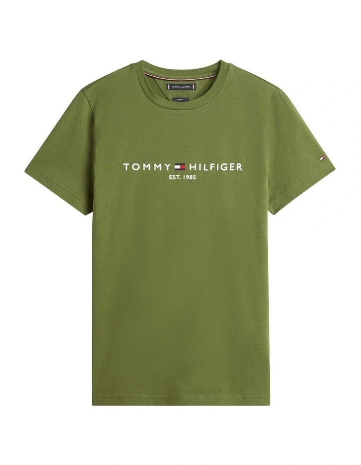 Logo Embroidery Slim T-Shirt in Green image 6