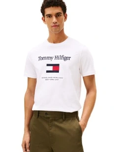 Logo Embroidery Crew Neck T-shirt in White