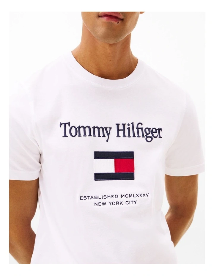 Logo Embroidery Crew Neck T-shirt in White image 2