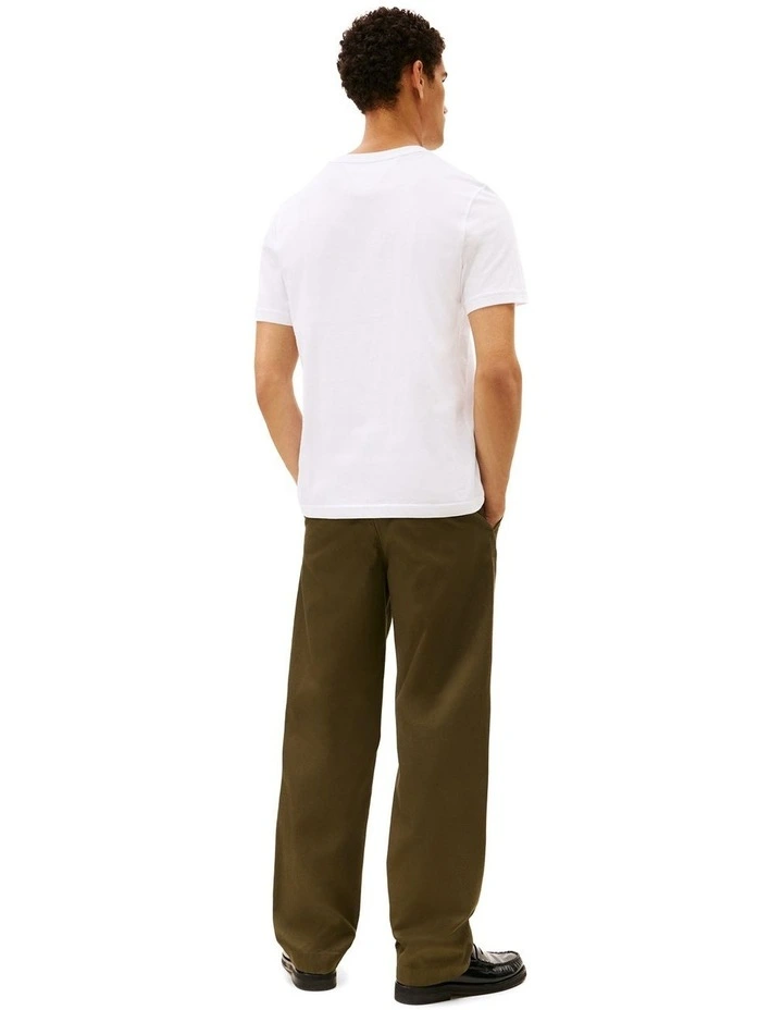 Logo Embroidery Crew Neck T-shirt in White image 3