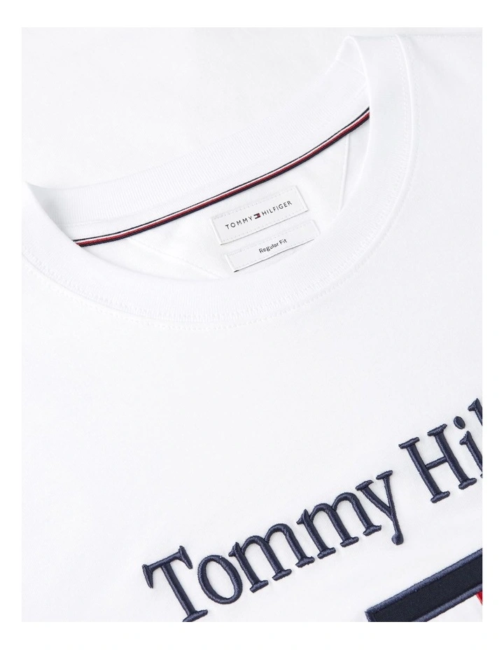 Logo Embroidery Crew Neck T-shirt in White image 5