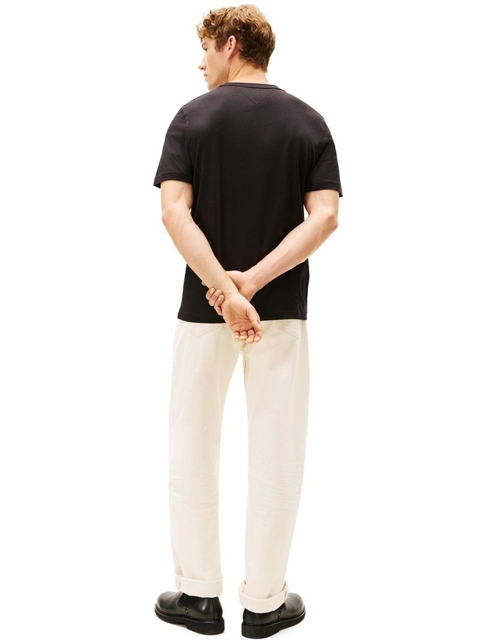 Logo Embroidery Crew Neck T-shirt in Black image 3