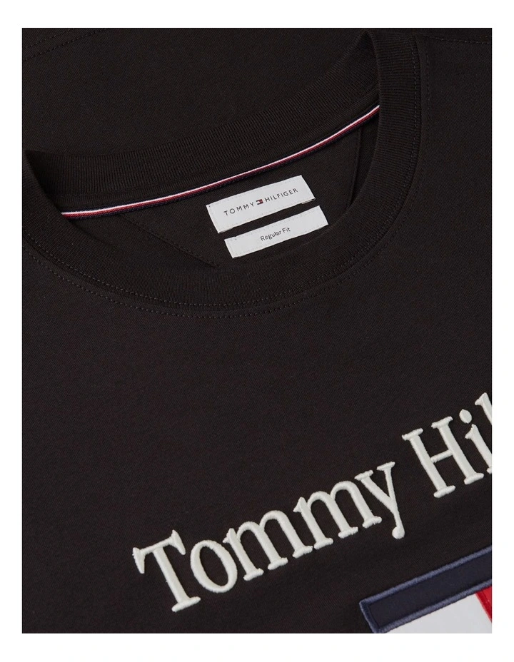 Logo Embroidery Crew Neck T-shirt in Black image 5