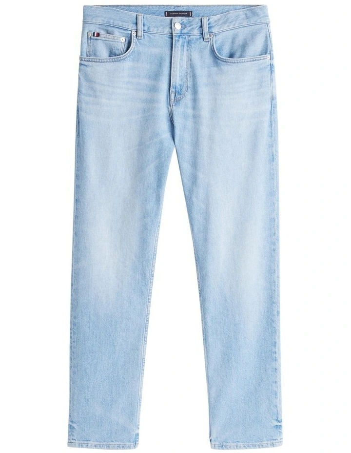 Stretch Mid Rise Straight Leg Jeans in Blue image 5