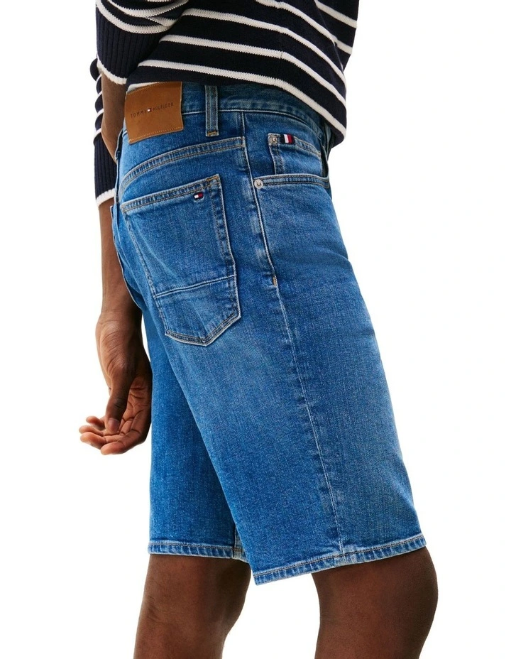 Slim Denim Shorts in Blue image 3