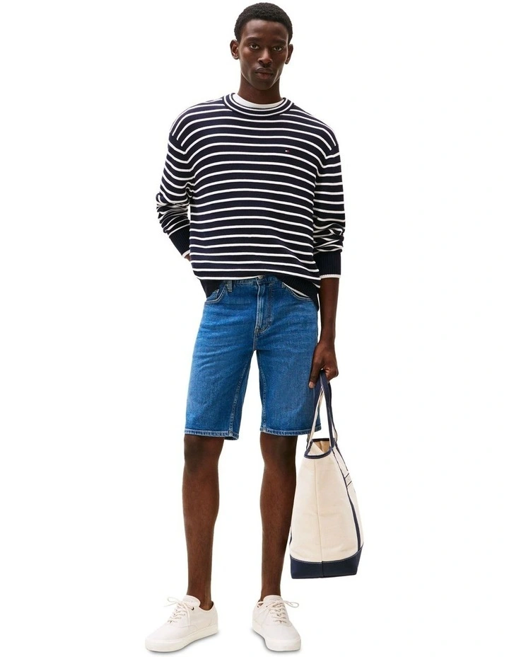 Slim Denim Shorts in Blue image 4