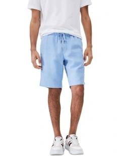 Harlem Linen Blend Relaxed Shorts in Blue