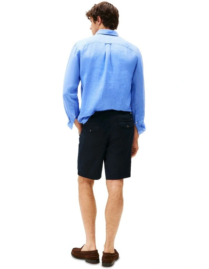 Harlem Linen Blend Relaxed Shorts in Blue image 2