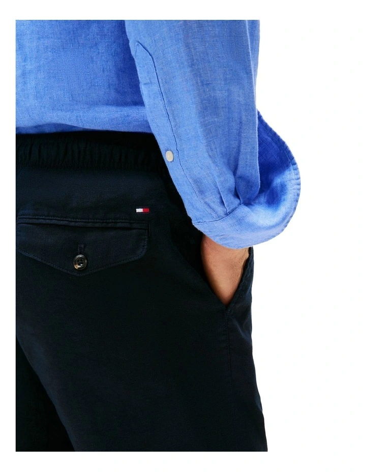 Harlem Linen Blend Relaxed Shorts in Blue image 3