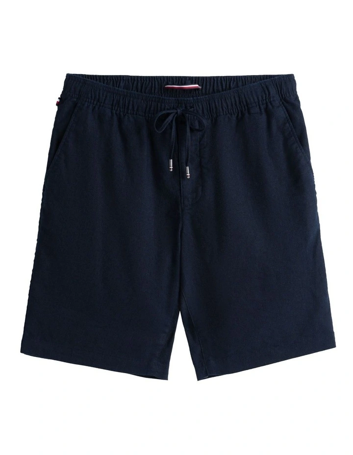 Harlem Linen Blend Relaxed Shorts in Blue image 5
