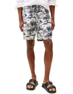 Mercerised Printed Shorts in Blue