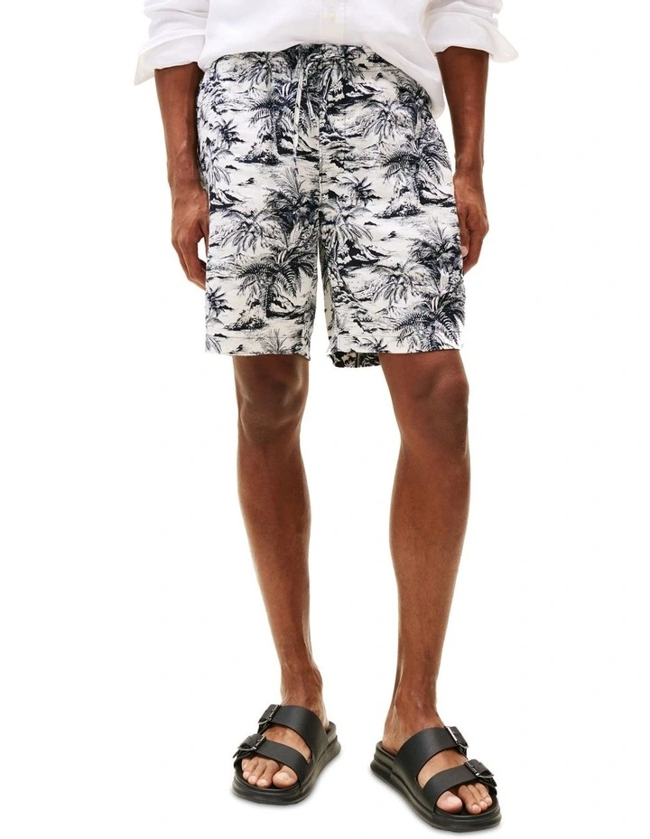 Mercerised Printed Shorts in Blue image 1
