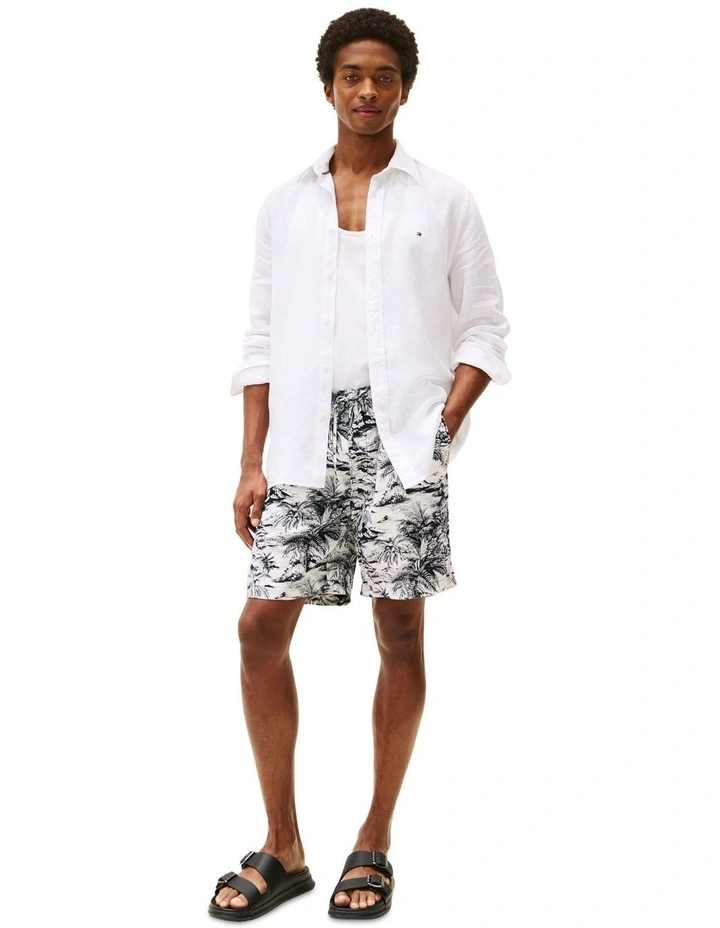 Mercerised Printed Shorts in Blue image 4