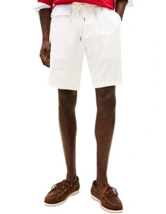 Harlem Linen Blend Relaxed Shorts in Cream