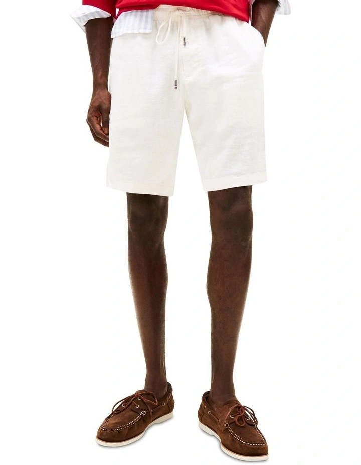 Harlem Linen Blend Relaxed Shorts in Cream image 1