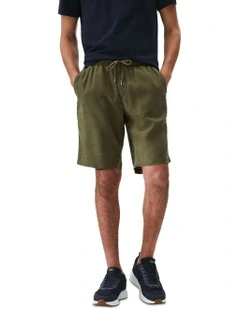 Harlem Linen Blend Relaxed Shorts in Green
