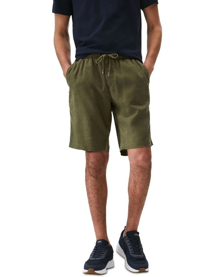Harlem Linen Blend Relaxed Shorts in Green image 1