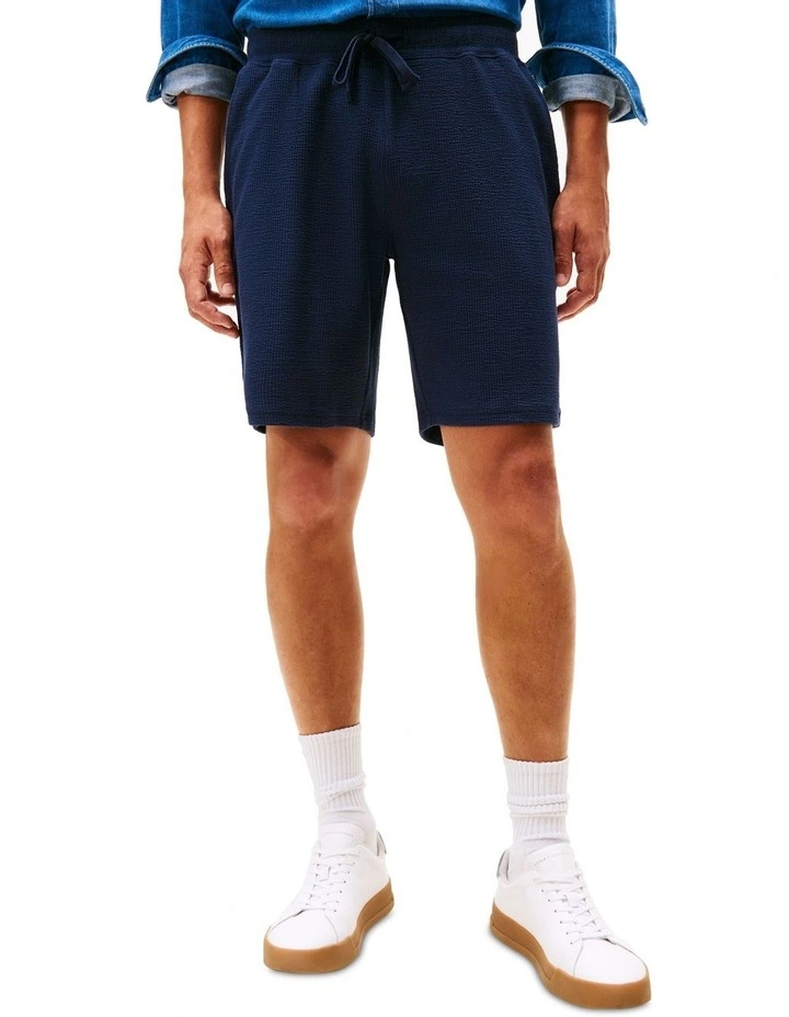 Seersucker Sweatshorts in Navy image 1