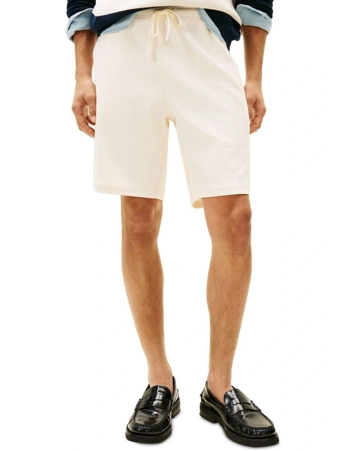 Seersucker Sweat Shorts in Cream image 1