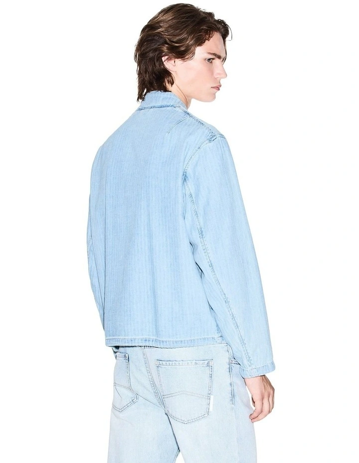 Urban Sailor Blouson Jacket in Light Blue Denim image 2