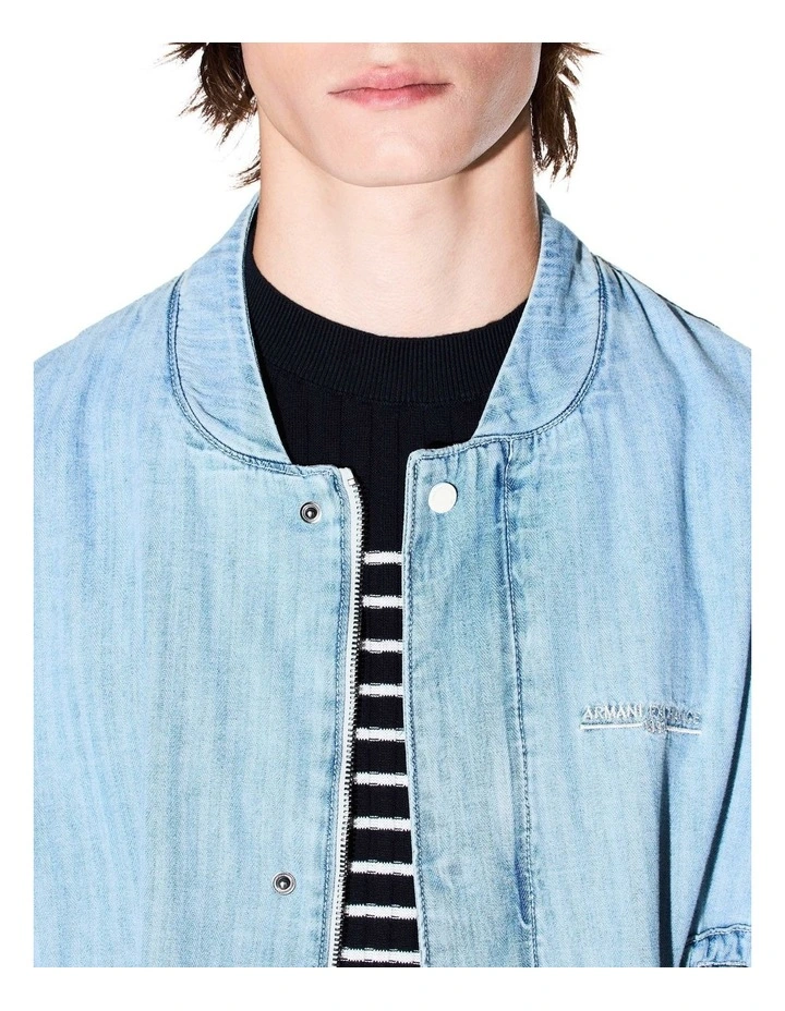 Urban Sailor Blouson Jacket in Light Blue Denim image 4