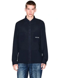 Urban Sailor Cotton And Viscose Shirt in Deep Navy