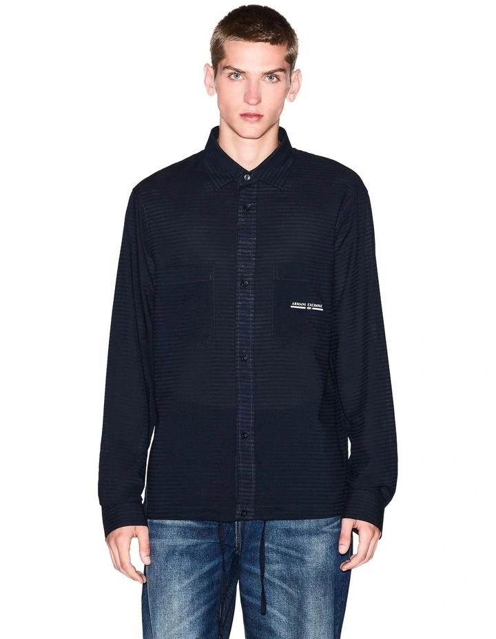 Urban Sailor Cotton And Viscose Shirt in Deep Navy image 1